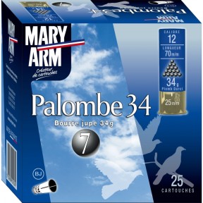 Cartouche de chasse MARY ARM Palombe - cal.12/70 - boite de 25 - N° de plomb 5 - 34 g