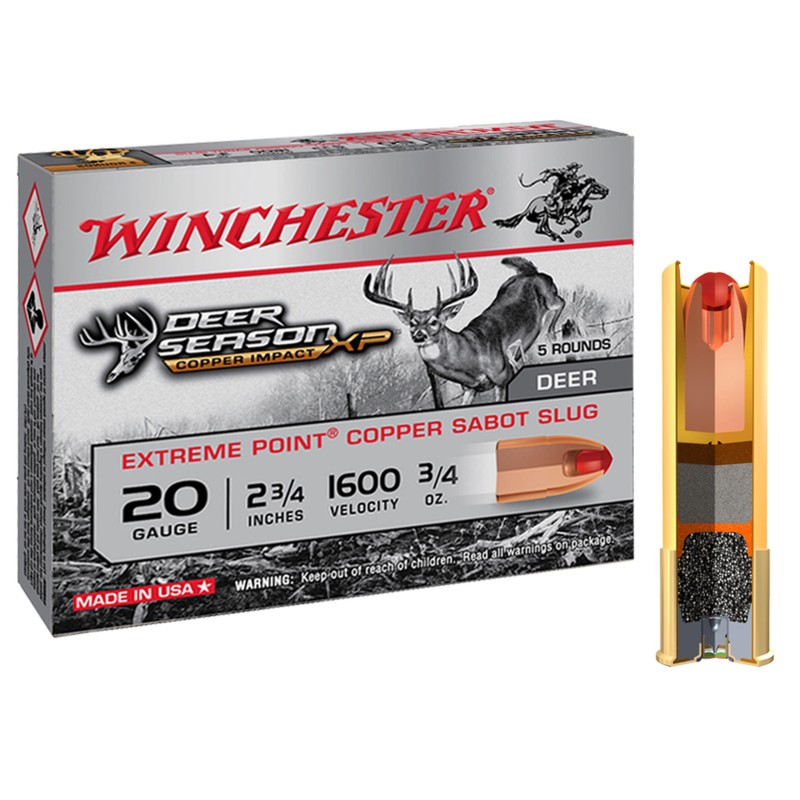 Cartouche de chasse WINCHESTER Deer Season sans plomb - cal.12/70 - boite de 5 - 28 g