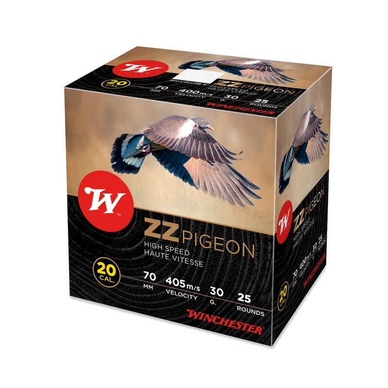 Cartouche de chasse WINCHESTER ZZ pigeon - cal.20/70 - boite de 25 - N° de plomb 7.5