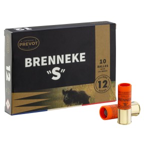 Cartouche de chasse PREVOT à balle Brenneke-S - cal.12/70 - boite de 10 - N° de plomb balle - 24 g