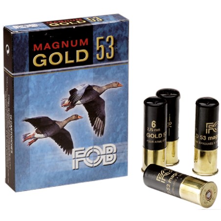 Cartouche de chasse FOB Gold 53 magnum - cal.12/76 - boite de 10 - N° de plomb 2 - 53 g