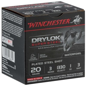Cartouche de chasse WINCHESTER Drylock acier nickelé - cal.20/76 - boite de 25 - N° de plomb 3 - 28 g