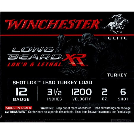 Cartouche de chasse WINCHESTER XR long beard - cal.12/89 - boite de 10 - N° de plomb 4 - 56 g