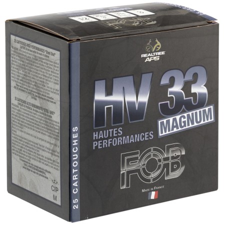 Cartouche de chasse FOB HV 33 Haute performance magnum - cal.12/76 - boite de 25 - N° de plomb 3 - 33 g