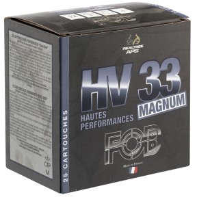 Cartouche de chasse FOB HV 33 Haute performance magnum - cal.12/76 - boite de 25 - N° de plomb 4 - 33 g