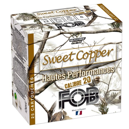 Cartouche de chasse FOB Sweet copper haute performance - cal.20/70 - boite de 25 - N° de plomb 6 - 29 g