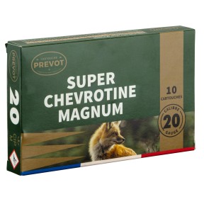 Cartouche de chasse PREVOT Super chevrotine magnum - cal.20/76 - boite de 25 - N° de plomb chevrotines - 32 g
