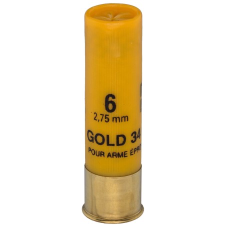 Cartouche de chasse FOB Gold 34 magnum- cal.20/76 - boite de 10 - N° de plomb 2 - 34 g