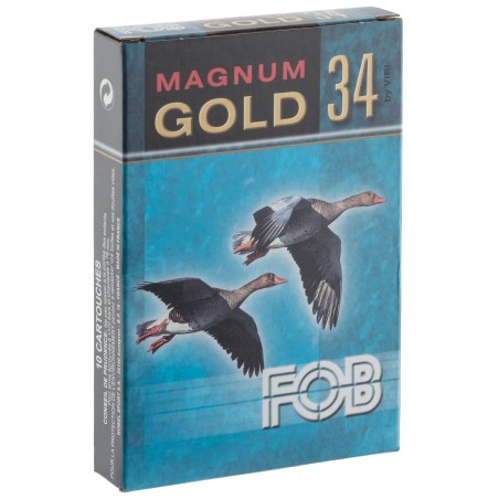 Cartouche de chasse FOB Gold 34 magnum- cal.20/76 - boite de 10 - N° de plomb 2 - 34 g