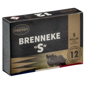 Cartouche de chasse PREVOT Brenneke - cal.12/76 - boite de 5 - N° de plomb balle - 23 g