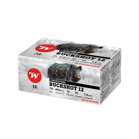 Cartouche de chasse WINCHESTER Buckshot - cal.12/70 - boite de 10 - N° de plomb chevrotines - 33 g