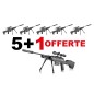 6 carabines à air comprimé BLACK OPS Sniper dont 1 offerte - cal.4.5 mm - 19.9 J - canon 45 cm - 1 coup