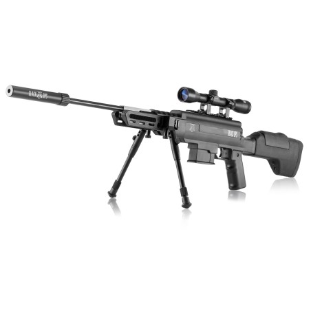 Pack carabine à air comprimé BLACK OPS Sniper + lunette 4x32 + bipied - cal.4.5 mm - 24 J - canon 45 cm - 1 coup