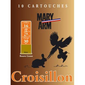 Cartouche de chasse MARY ARM Croisillon - cal.16-67 mm - boite de 10 - N° de plomb 6 - 30 g